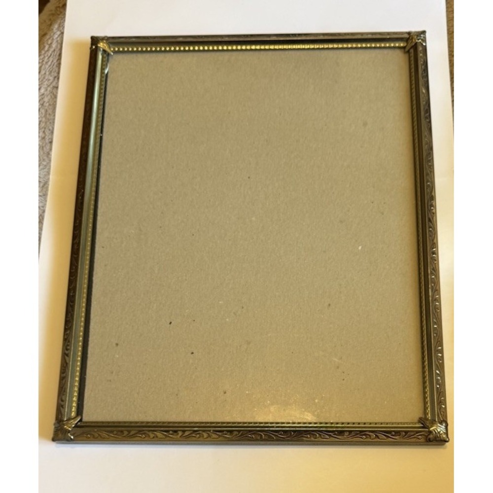 Vintage Mid Century Ornate Gold Metal Photo Frame MCM Embossed 8x10"